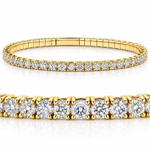 3Ct Flexible Round Cut Diamond Bangle Tennis Bracelet Lab Grown 14k Gold