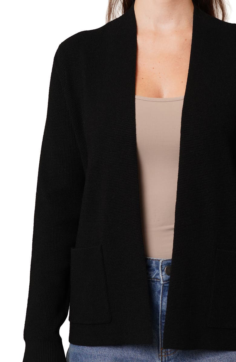 CYRUS Open Front Waffle Cardigan, Alternate, color, Black