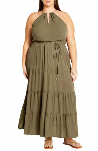 City Chic Stacey Keyhole Tiered Maxi Dress