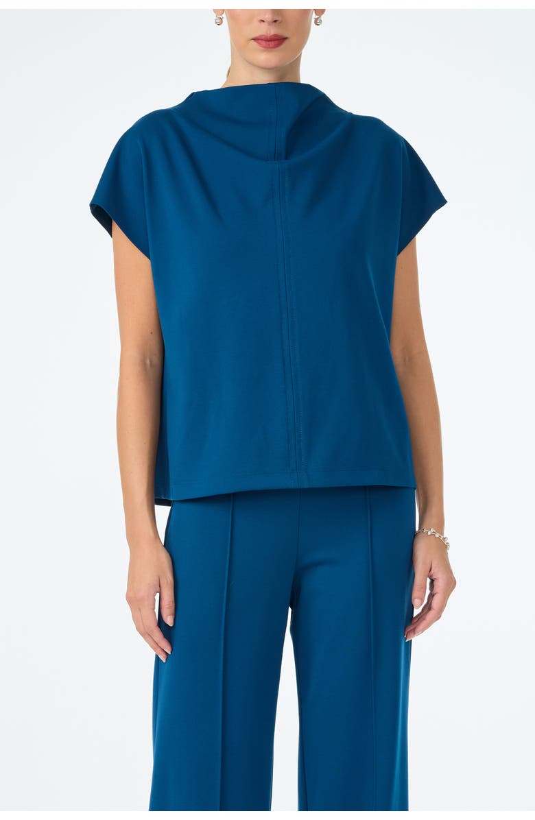 Trina Turk Pavilion High Neck Ponte Top, Main, color, Burle Blue