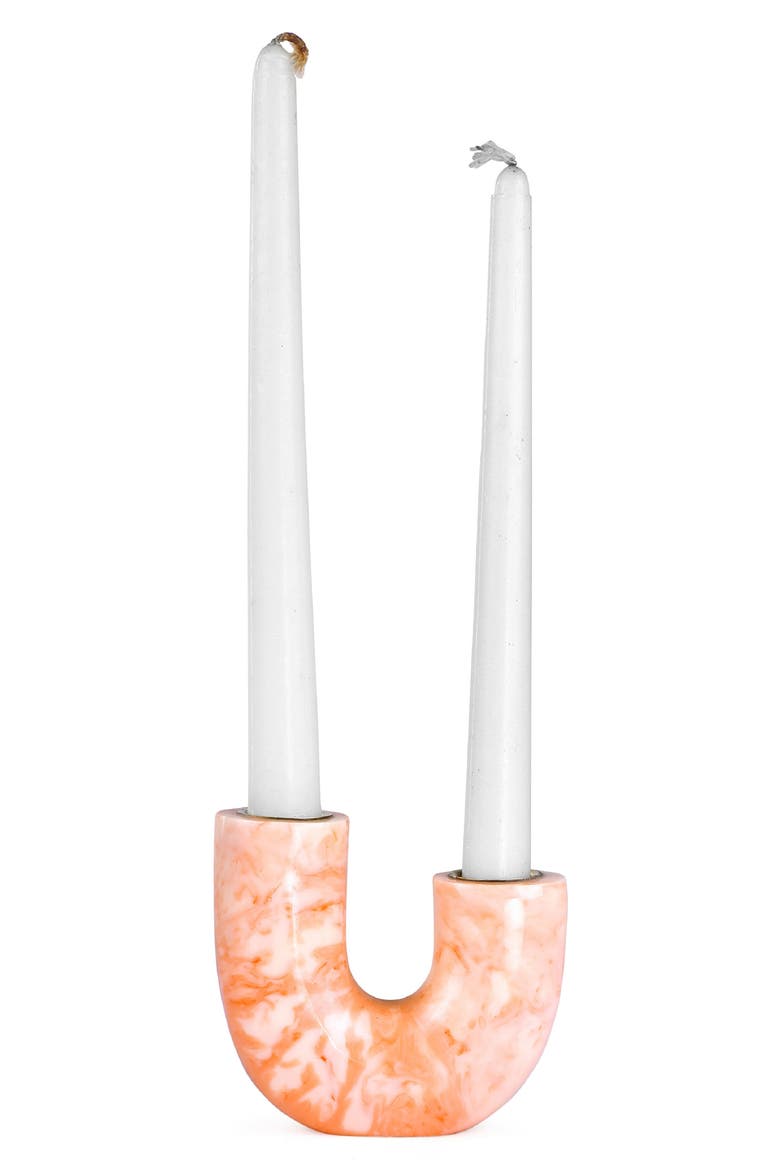 Modern U-Shape Resin Candle Holder, Main, color, LIGHT PINK