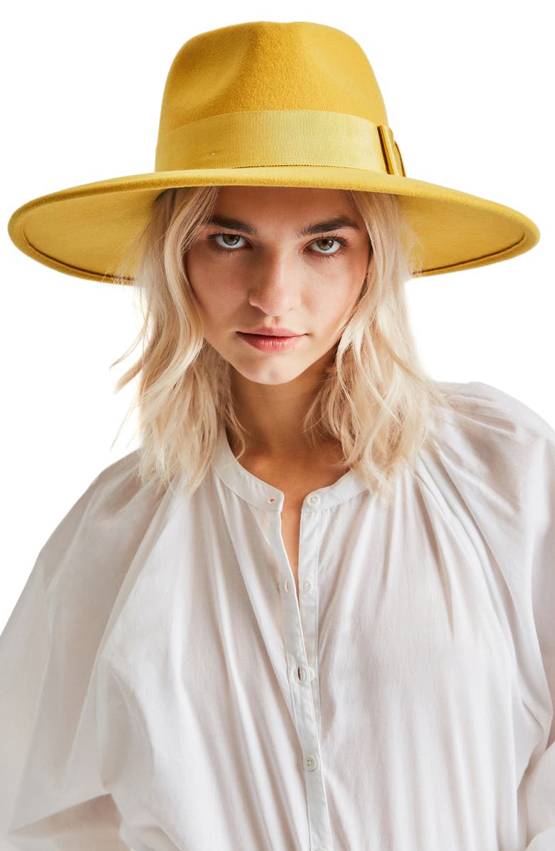 Brixton Joanna Felted Wool Hat, Alternate, color, Sunset Yellow