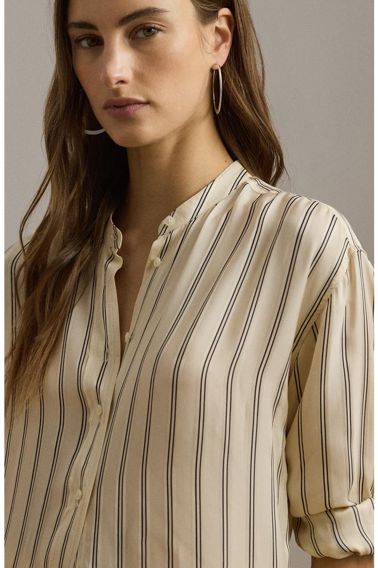 Stripe Jacquard Button-Up Tunic, Alternate, color, IVORY BEIGE/ BLUE MULTI