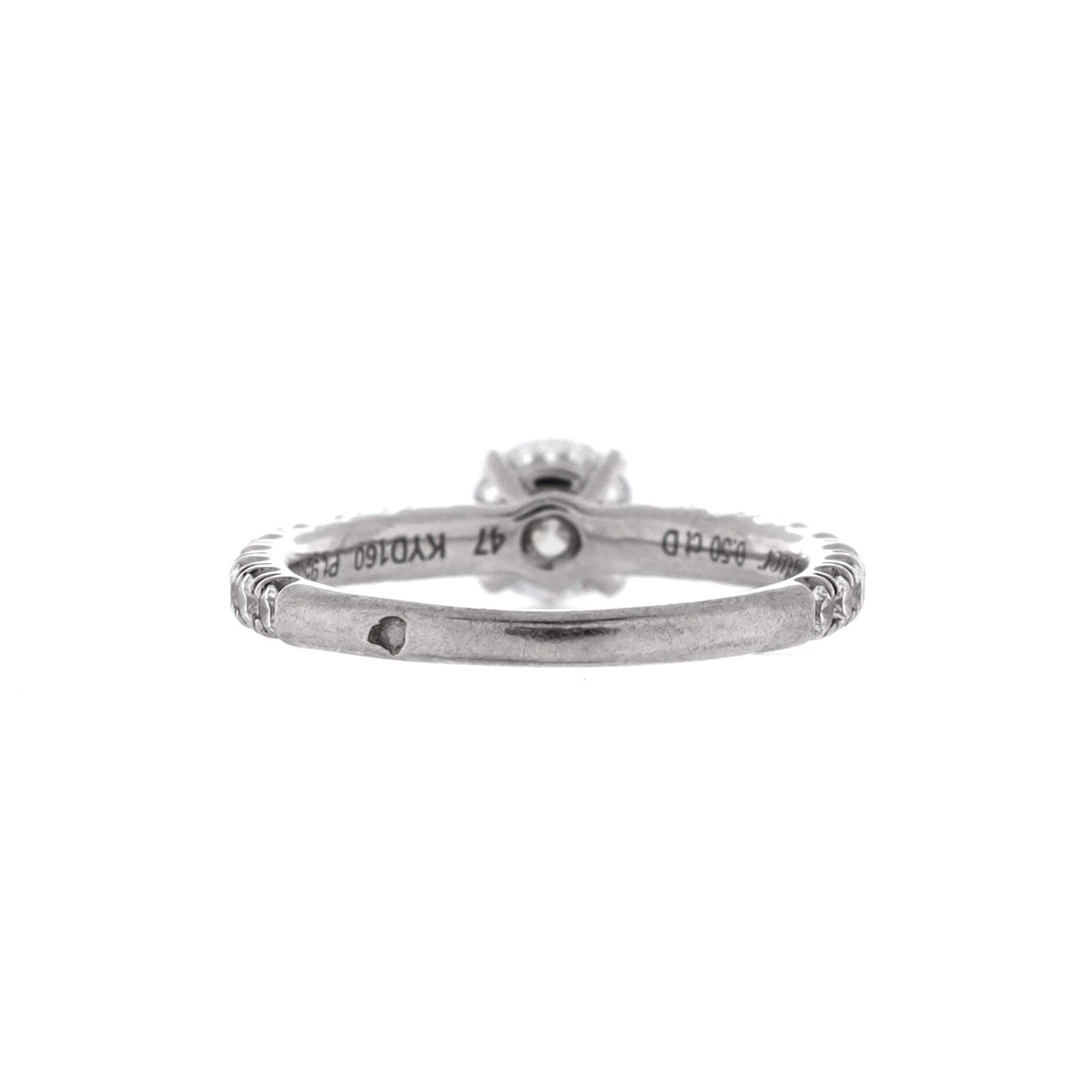 Etincelle de Cartier Solitaire Ring Platinum with RBC Diamond and Pave Diamonds E/VVS1 0.50CT, Alternate, color, Metallic Silver