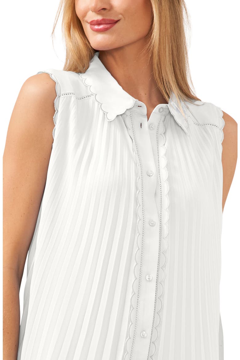 Scalloped Pleated Shirtdress, Alternate, color, NEW IVORY