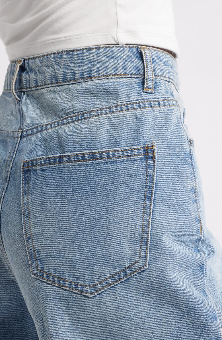 BP. Raw Hem High Waist Denim Jorts, Alternate, color, Medium Wash