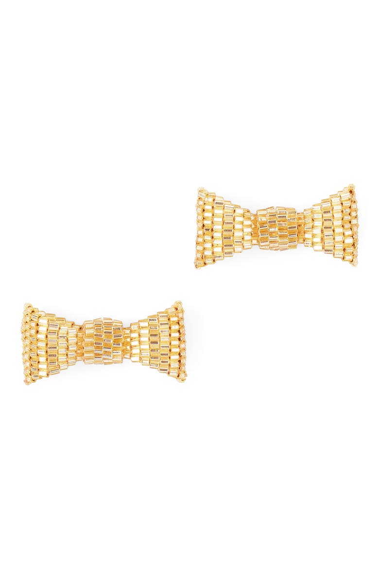 Bow Beaded Stud Earrings, Main, color, GOLD