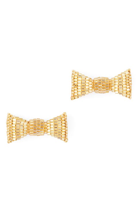 Bow Beaded Stud Earrings