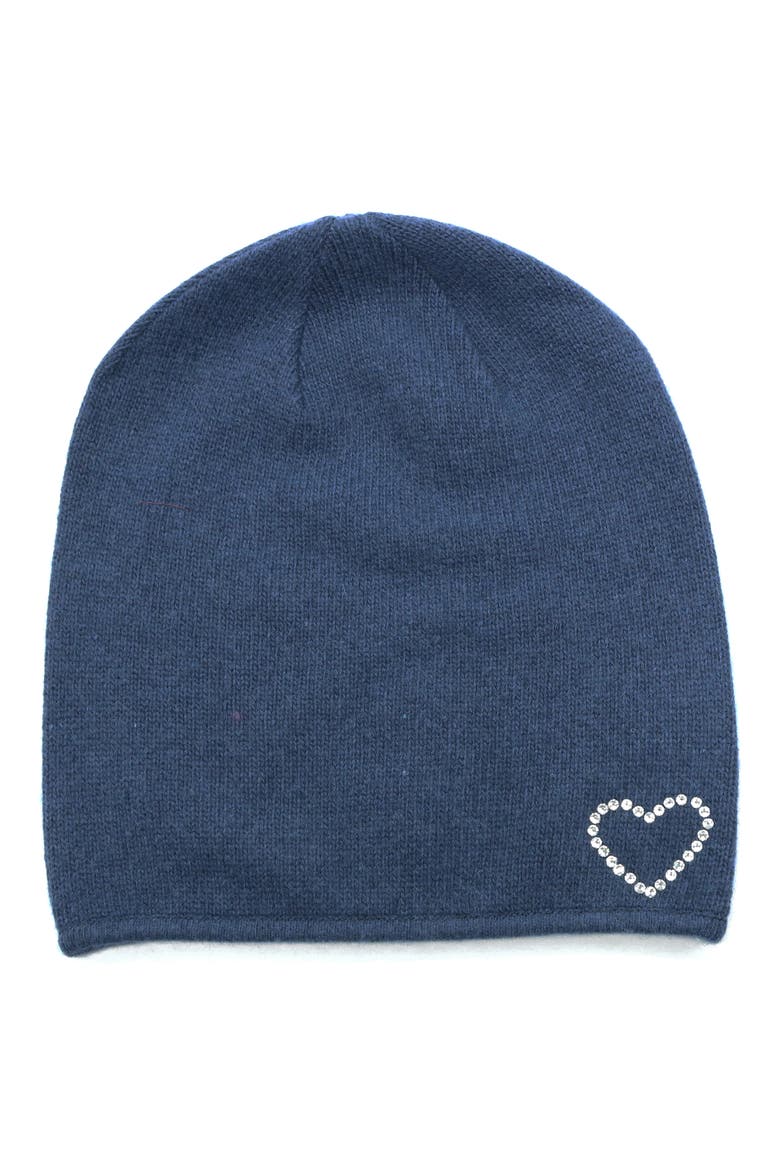 Crystal Heart Beanie, Main, color, NAVY