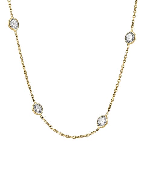 4Ct Diamonds By The Yard Necklace 14K Gold Lab Grown Station Pendant