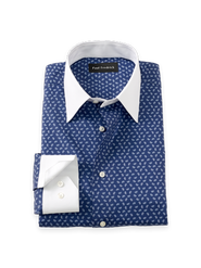 Paul Fredrick Cotton Point Collar Pinpoint Slim Button Cuff Long Sleeve Shirt