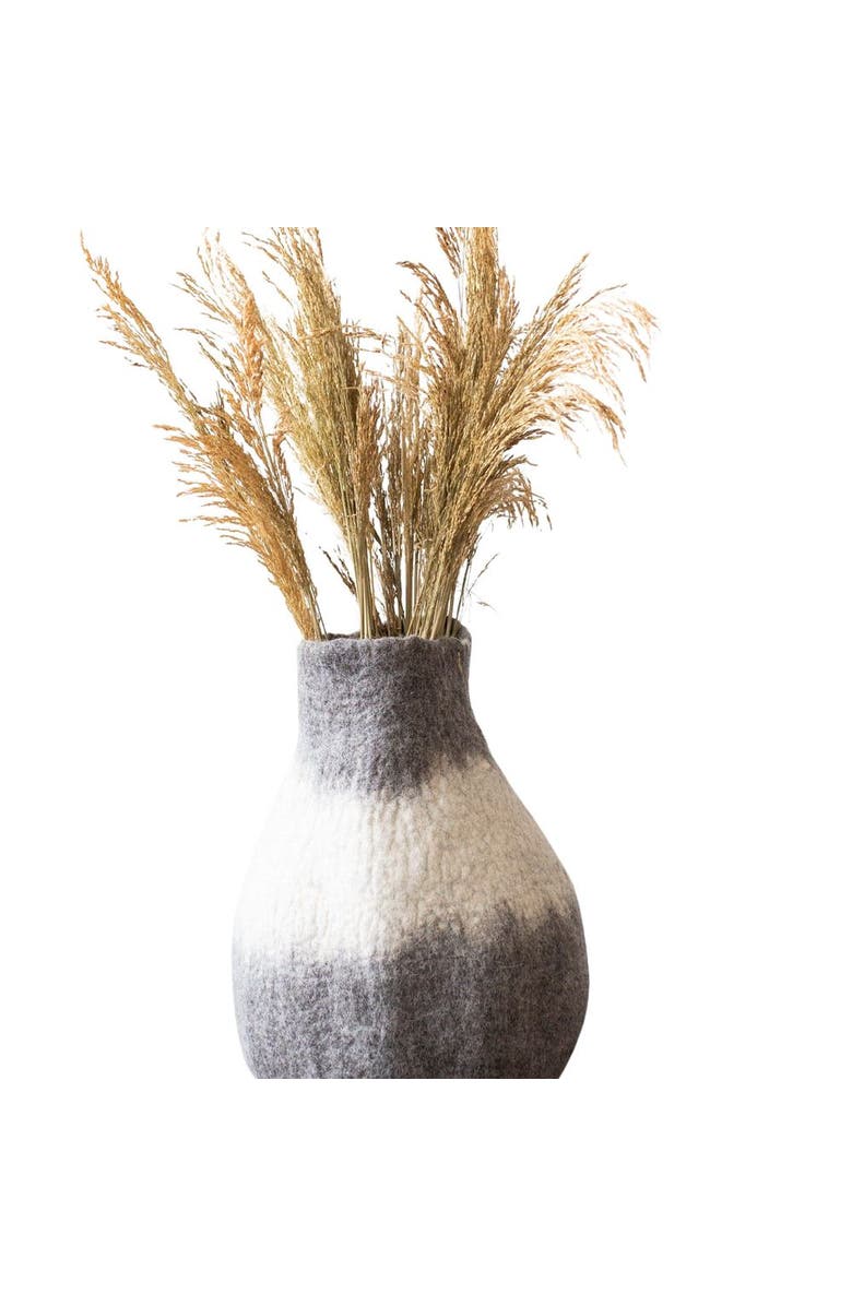 kanju Interiors Eclipse Charcoal and Ivory Wool Gourd Basket - Set of 2, Main, color, Ivory