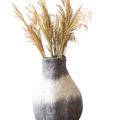 Eclipse Charcoal and Ivory Wool Gourd Basket