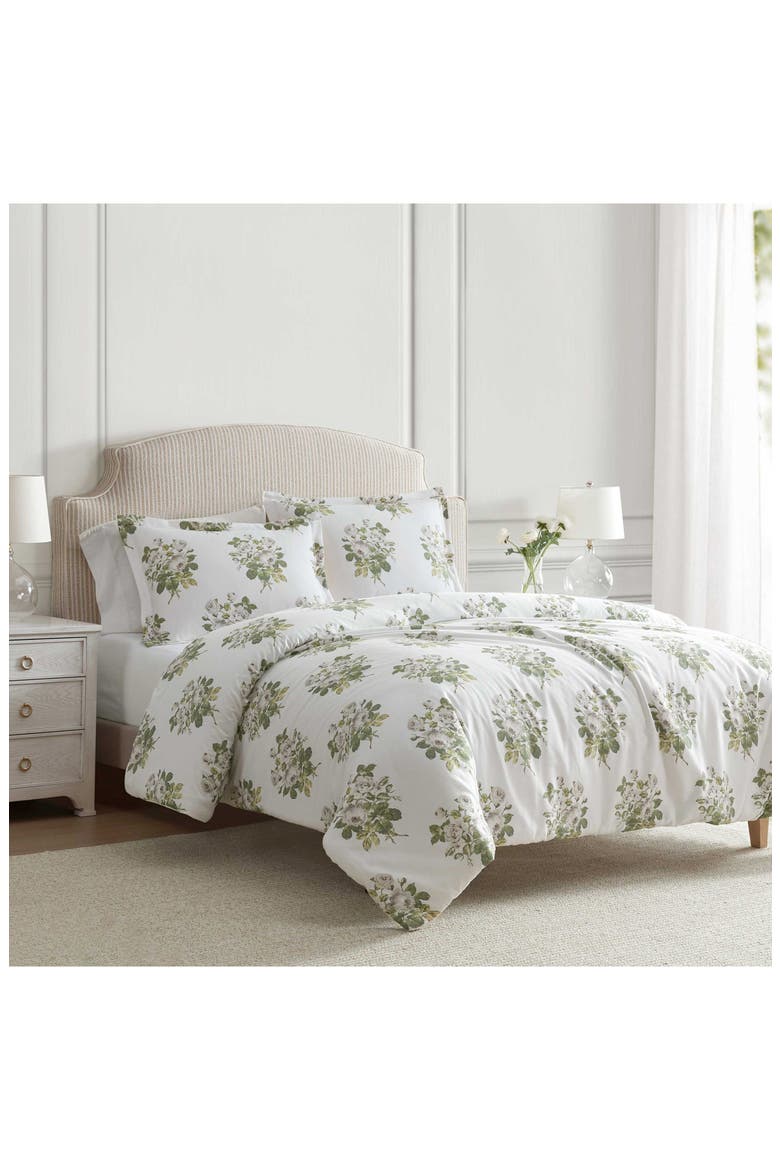 Eloise Floral Cotton Sateen Duvet Set, Alternate, color, MOONLIGHT GREY