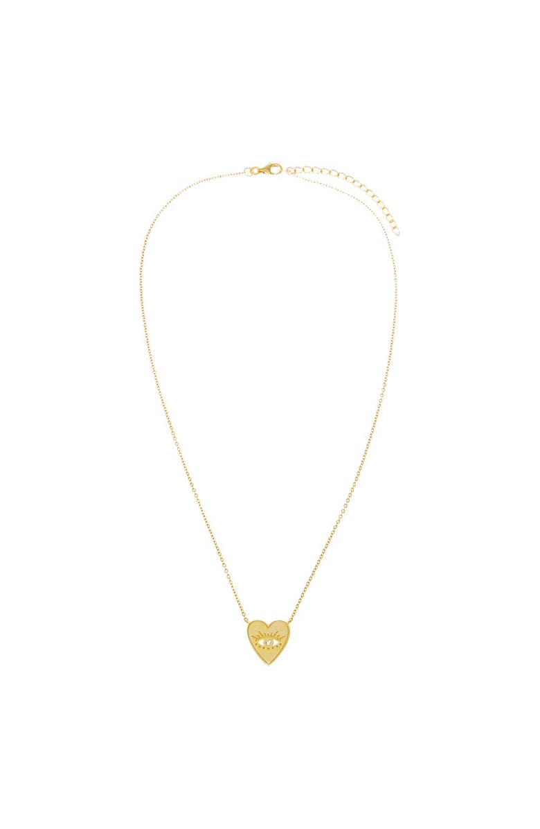 BY ADINA EDEN CZ Evil Eye Mini Heart Pendant Necklace, Alternate, color,