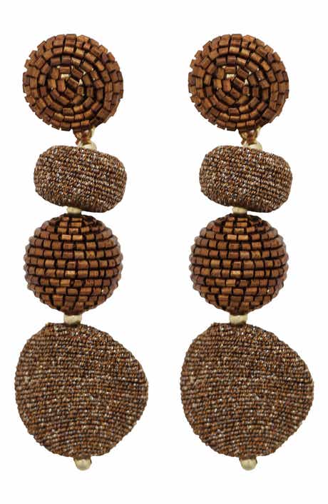 Panacea Beaded Linear Ball Drop Earrings