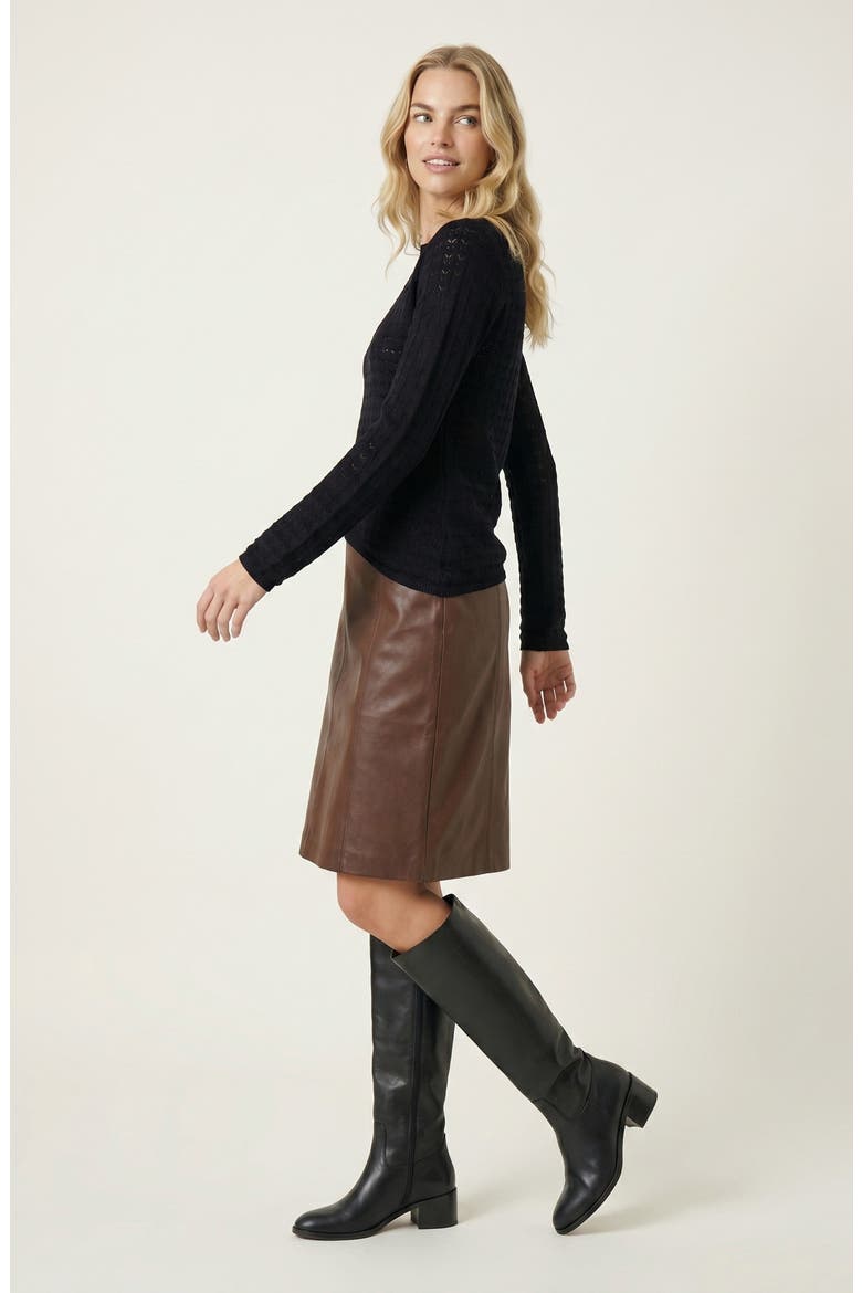 Textured Sheer Knit Top, Alternate, color, Black