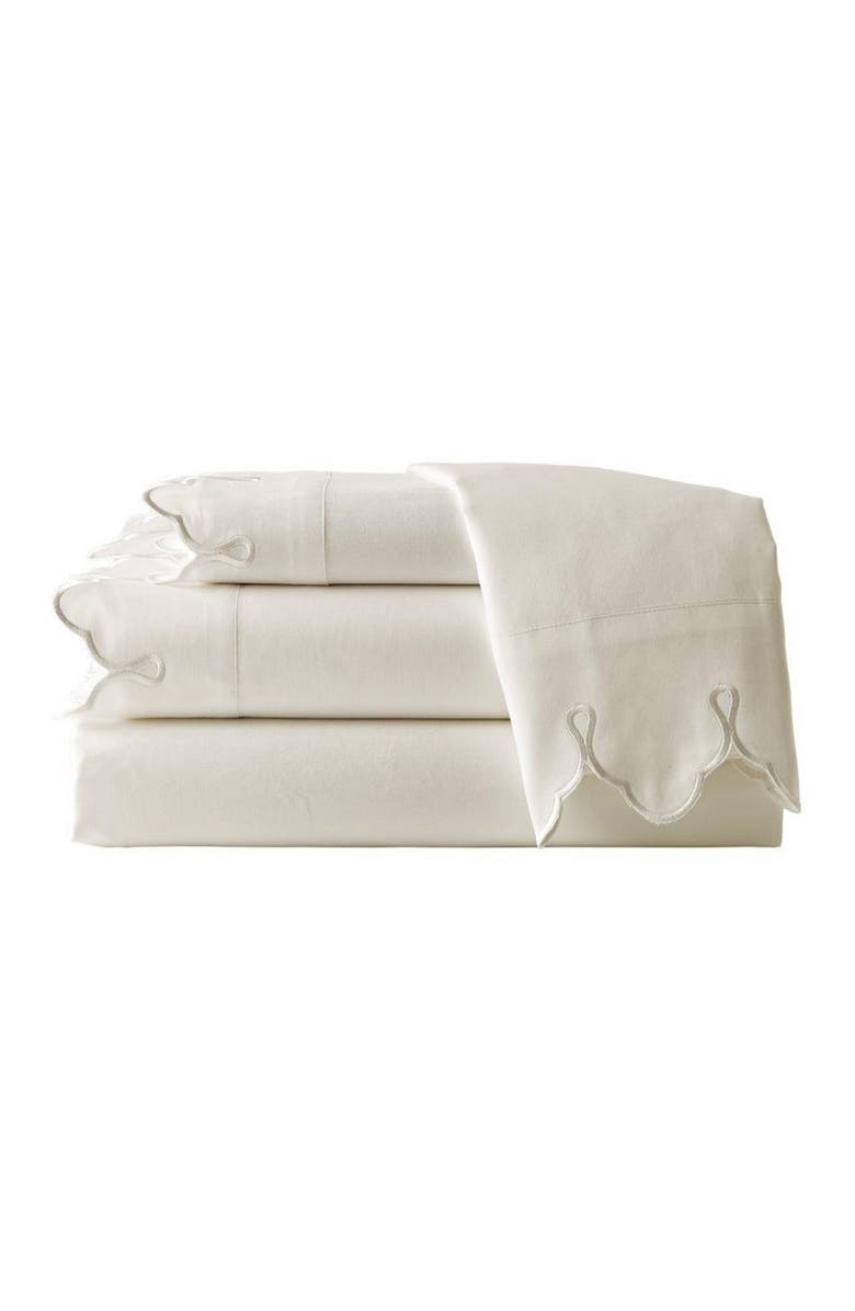BELLE EPOQUE Scalloped Embroidered King Sheet Set - Cream, Main, color, 