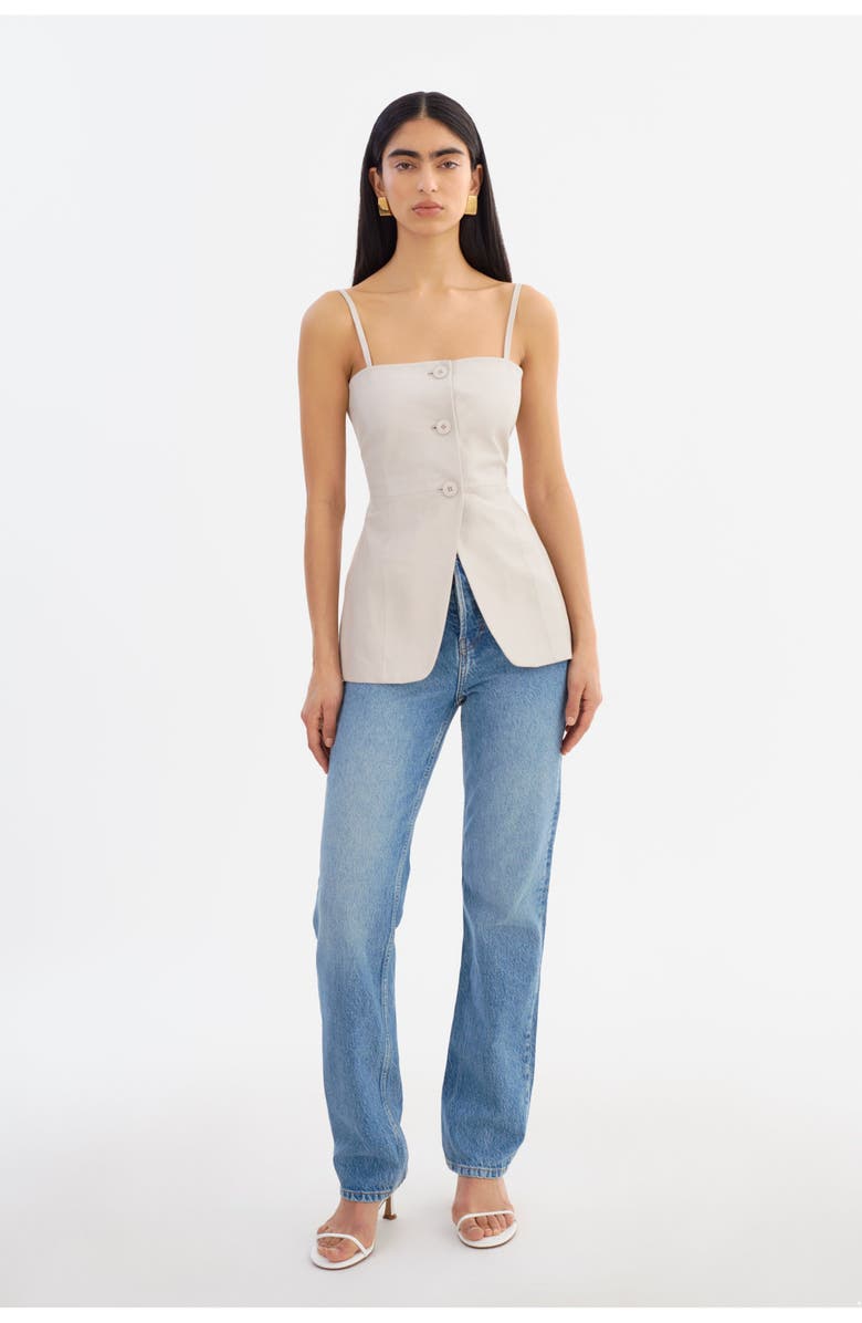 LAMARQUE MILANA | Leather Bustier Top, Alternate, color, Whisper White