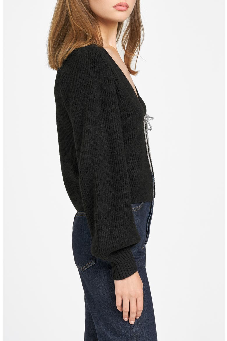 Lila Crystal Tie Cardigan, Alternate, color, BLACK