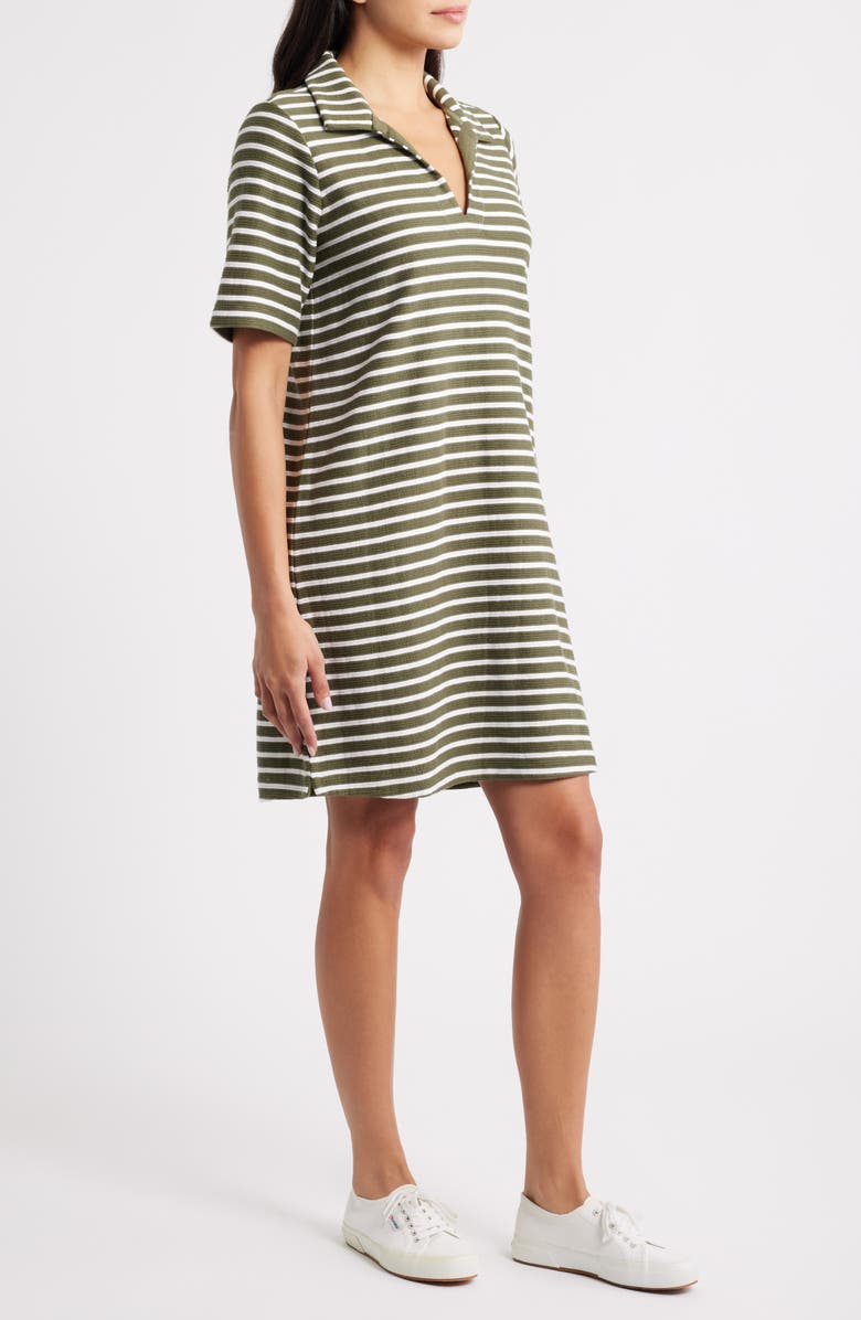 Tommy Bahama Waterfront View Stripe Polo Dress, Alternate, color, Dark Fern