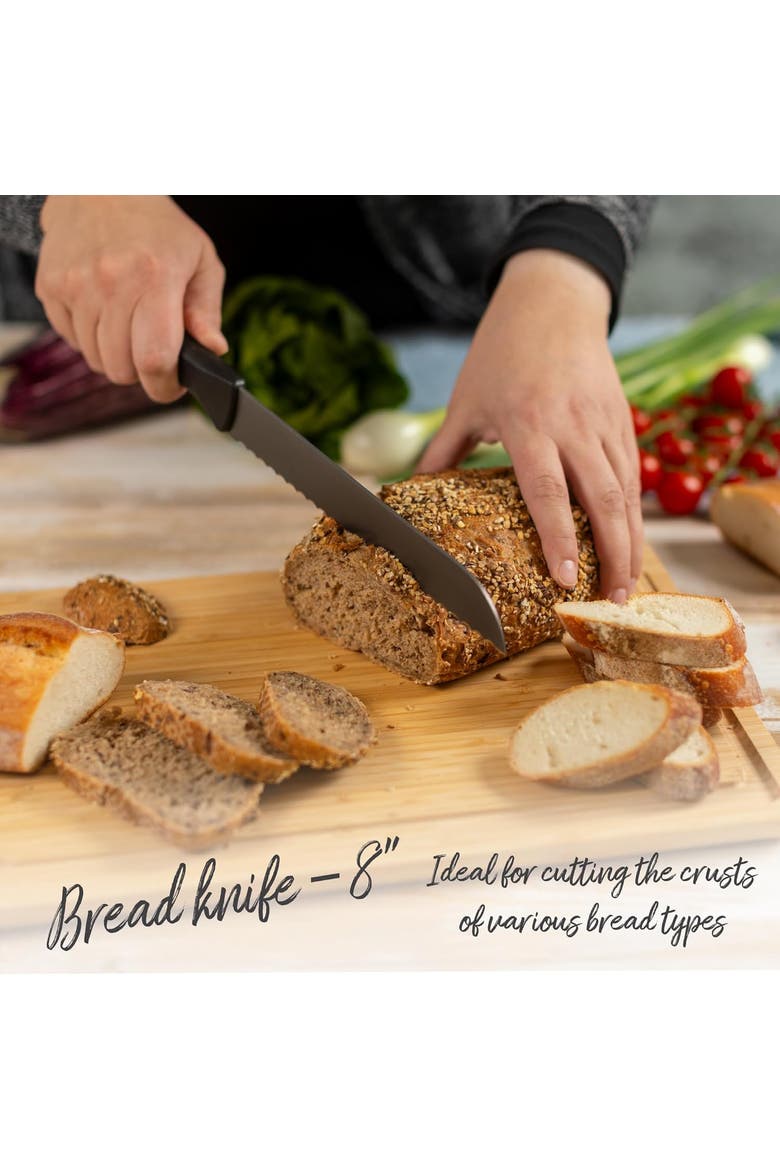 ICED 3 Piece Knife Set, Paring, Chef, Bread, Ice Hardened German Stainless Blade, Alternate, color, Black
