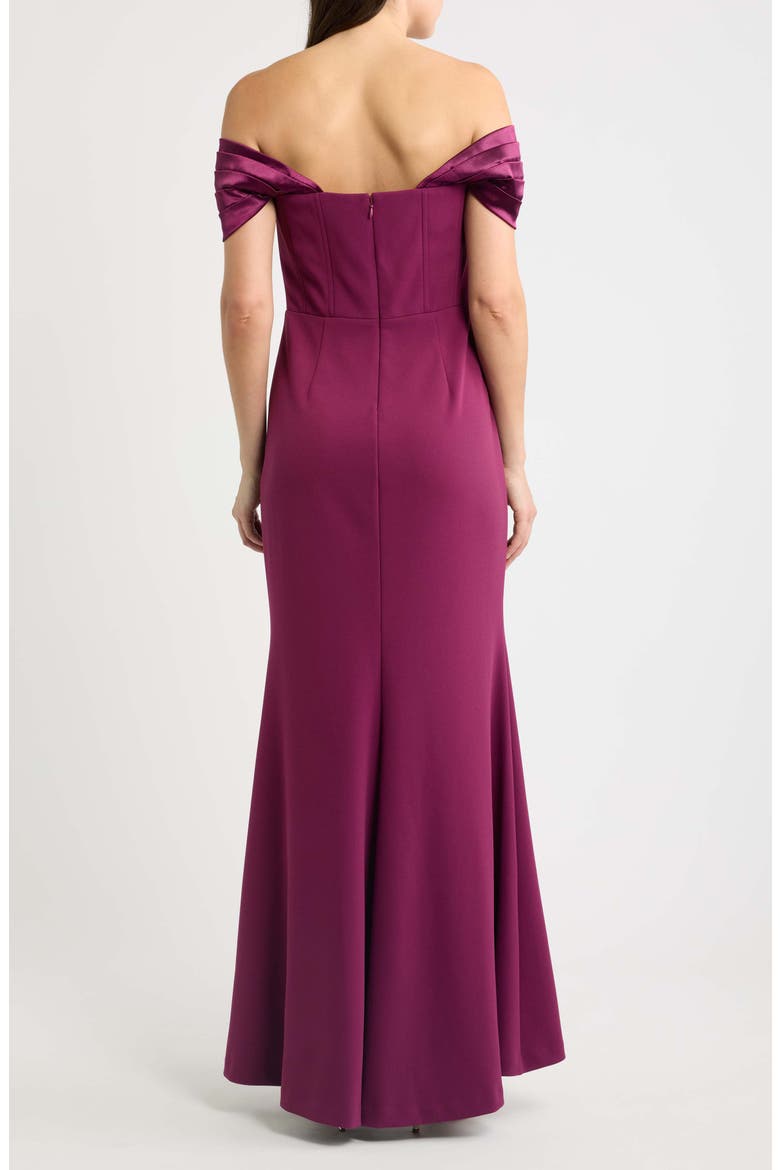 Off the Shoulder Mermaid Gown, Alternate, color, BURGUNDY