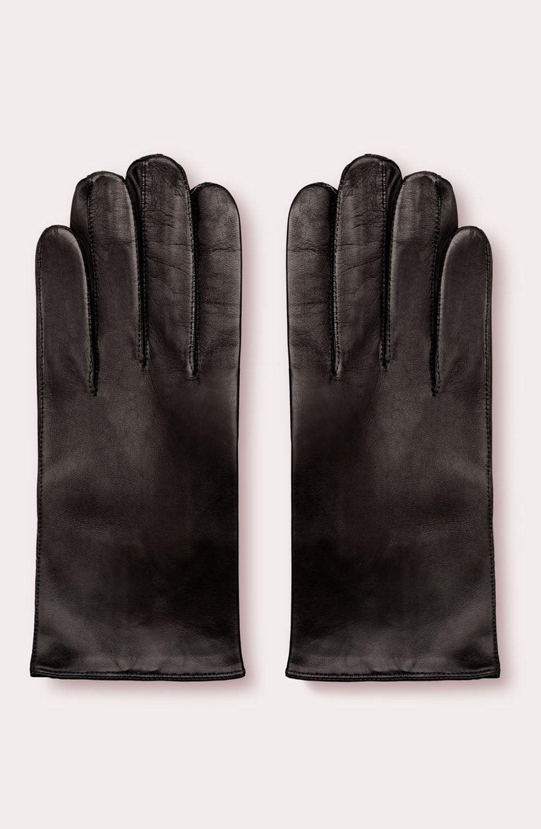 Seymoure Grant Cashmere Lined Leather Gloves, Alternate, color, Black