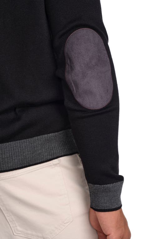 Studio Garnet Los Angeles Merino Wool Raglan Sleeve Crewneck Sweater In Black