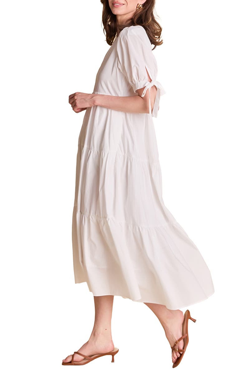 English Factory Tiered Midi Dress, Alternate, color, White