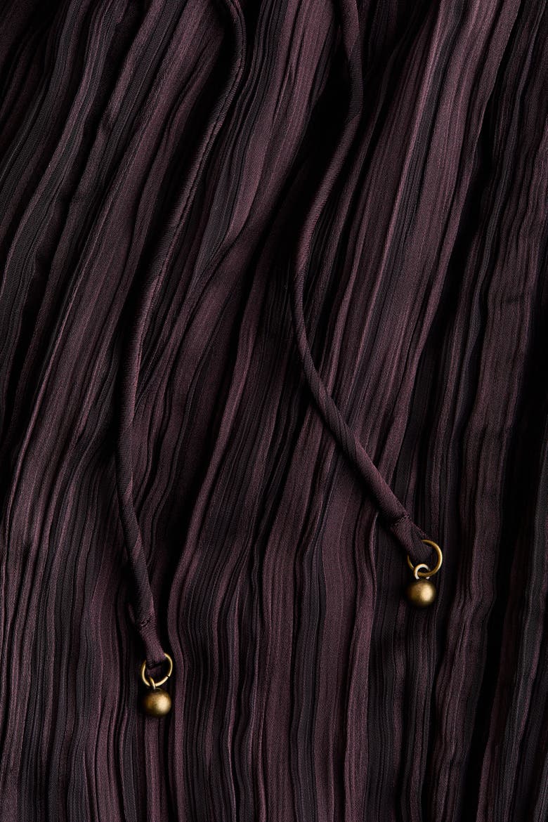 Drawstring-Detail Halterneck Dress, Alternate, color, Dark brown