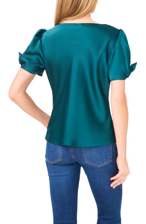 Cece Bow Sleeve Cowl Neck Satin Charmeuse Top In Blue