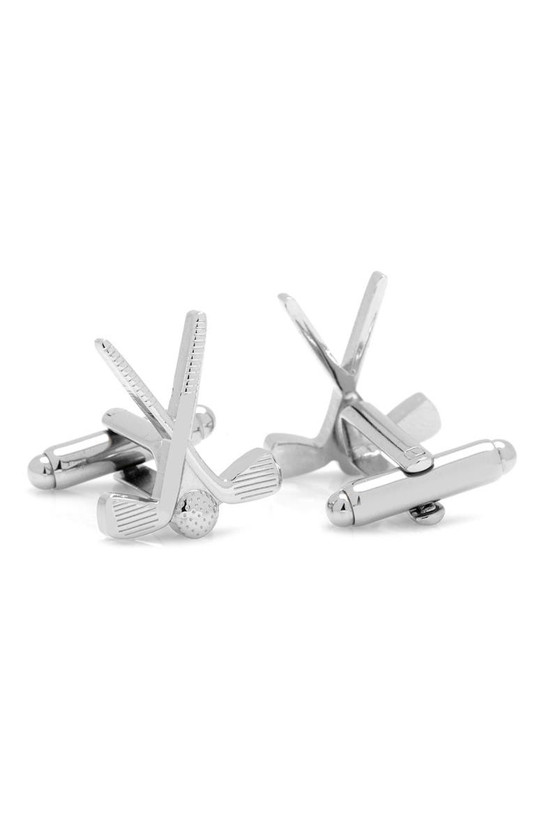 Golf Bag Cuff Links, Alternate, color, SILVER