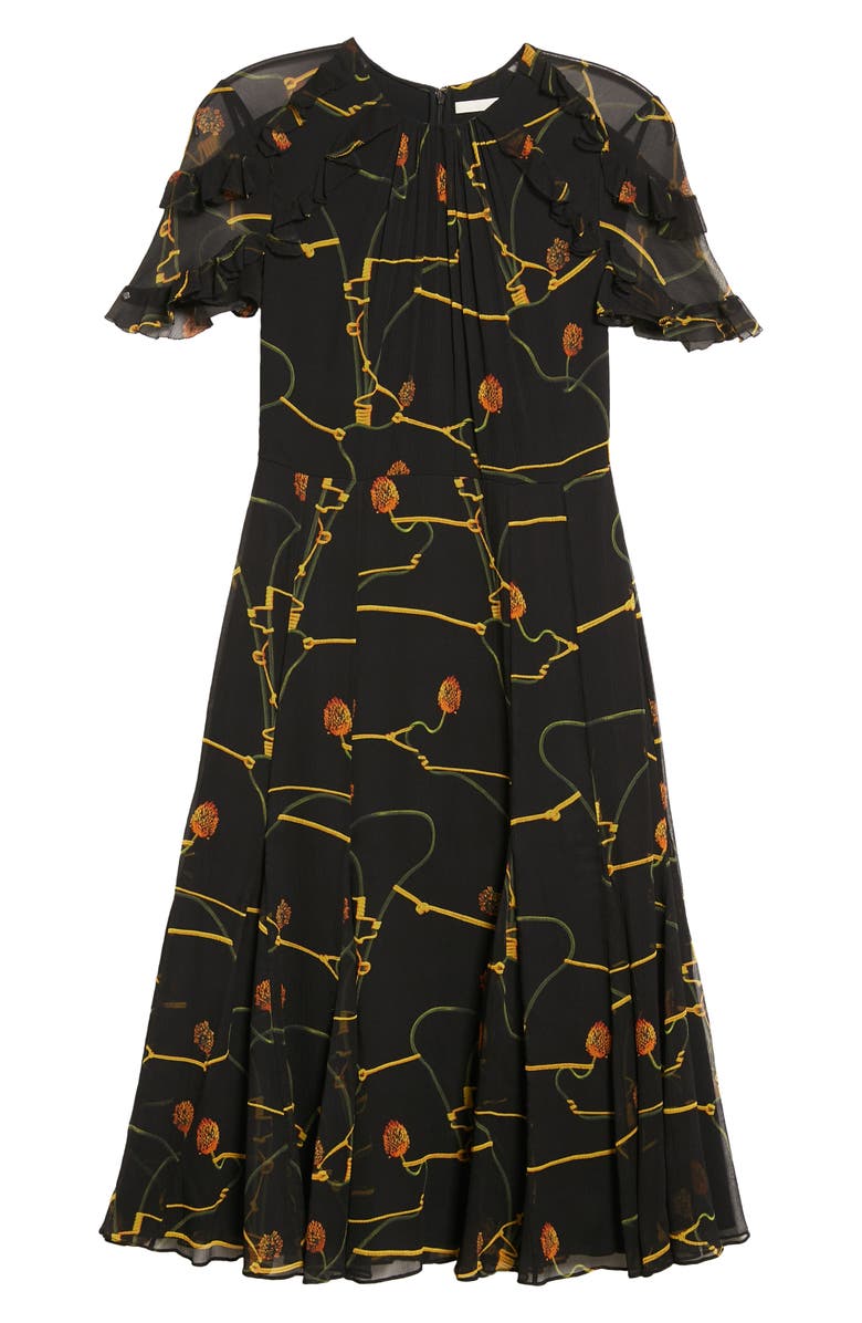 Jason Wu Collection Floral Crinkle Silk Chiffon Dress, Alternate, color,