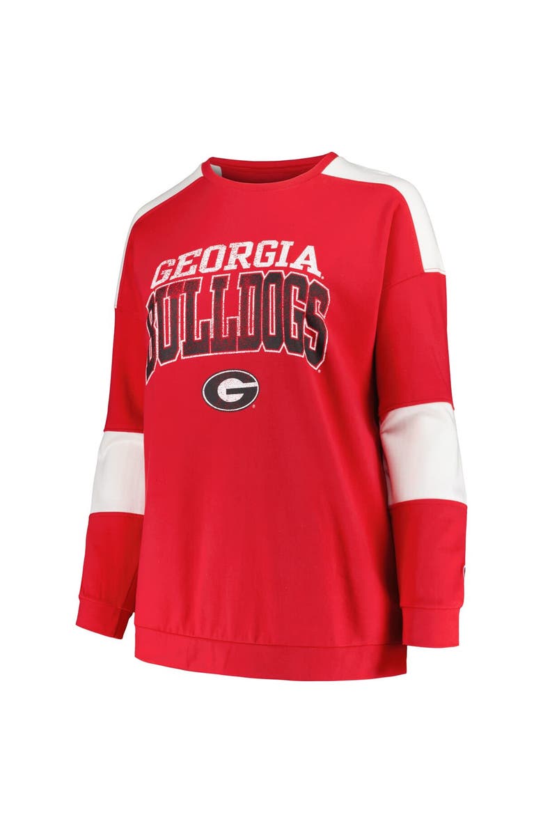 PROFILE Women's Profile Red Georgia Bulldogs Plus Size Striped Pullover Sweatshirt, Alternate, color,