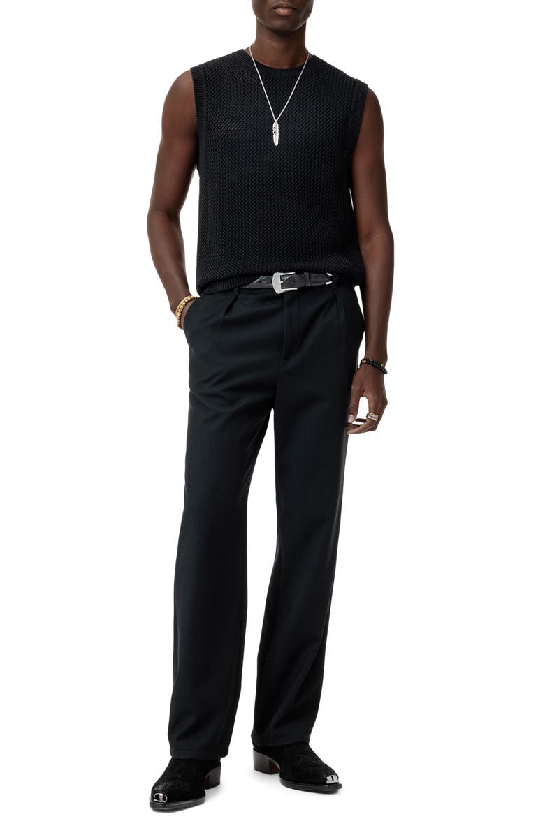 John Varvatos Augusto Chunky Wool & Linen Sweater Vest, Alternate, color, Black