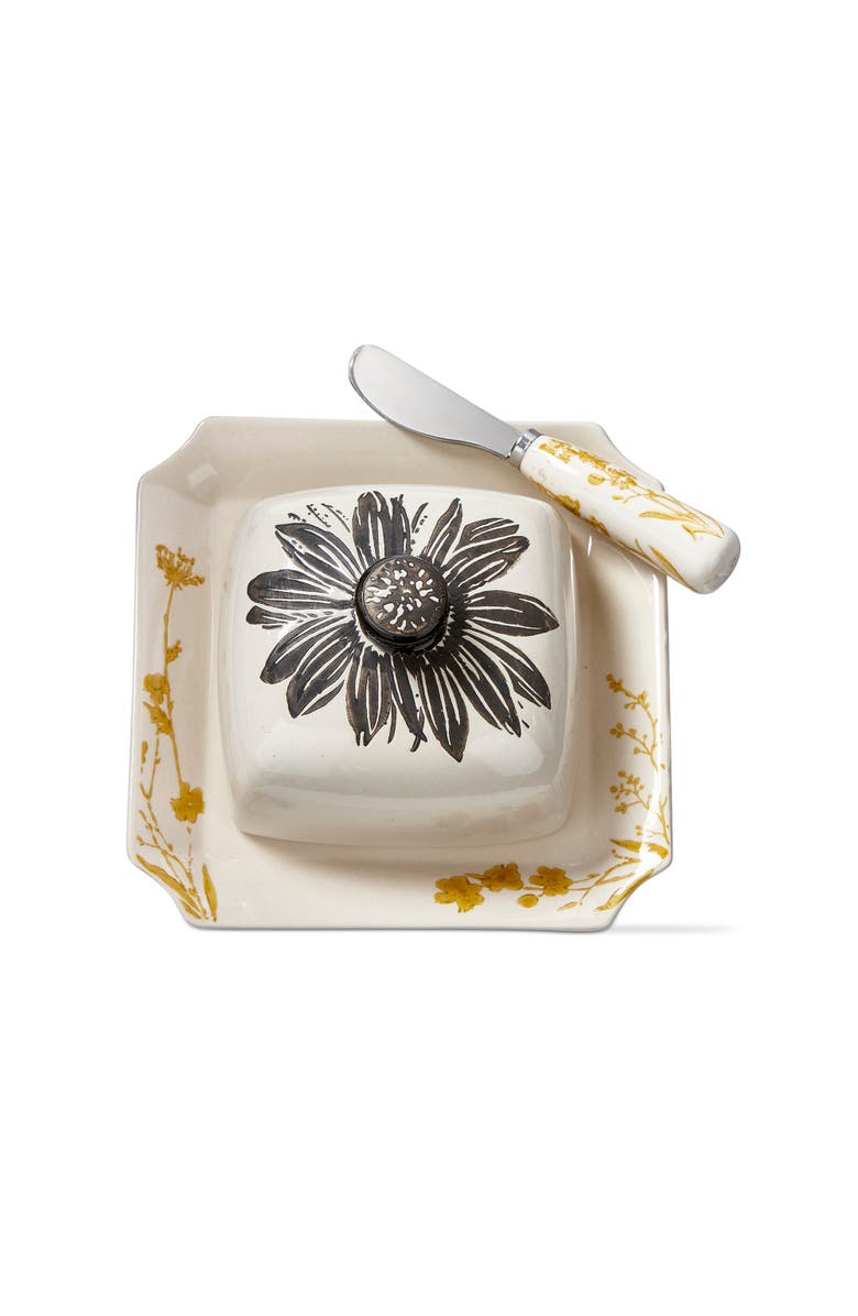 tag Let It Be Sunflower Stoneware Square Serving Platter Set, Main, color, Multicolored