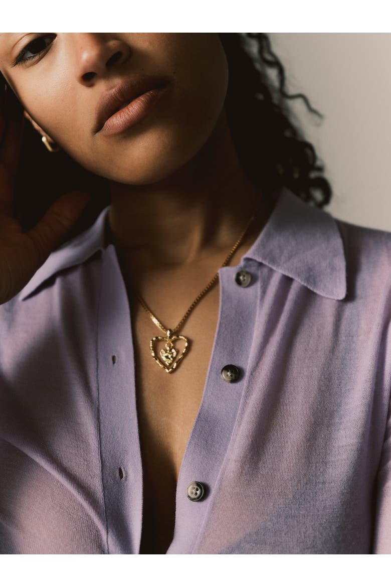 Cameron Double Heart Necklace, Alternate, color, Recycled Gold Vermeil