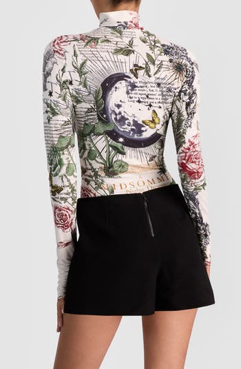 Delaina Mixed Print Turtleneck Top
