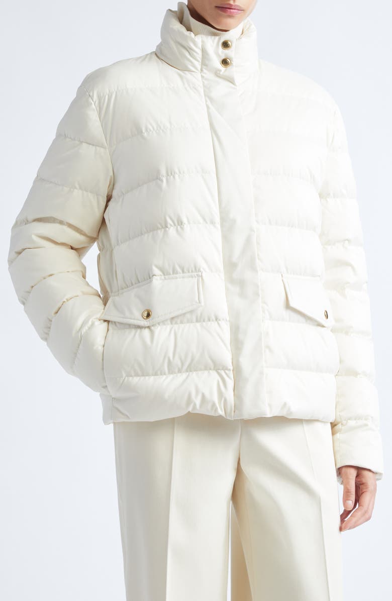 Moncler Bessettes Down Jacket, Main, color, Pale Ivory