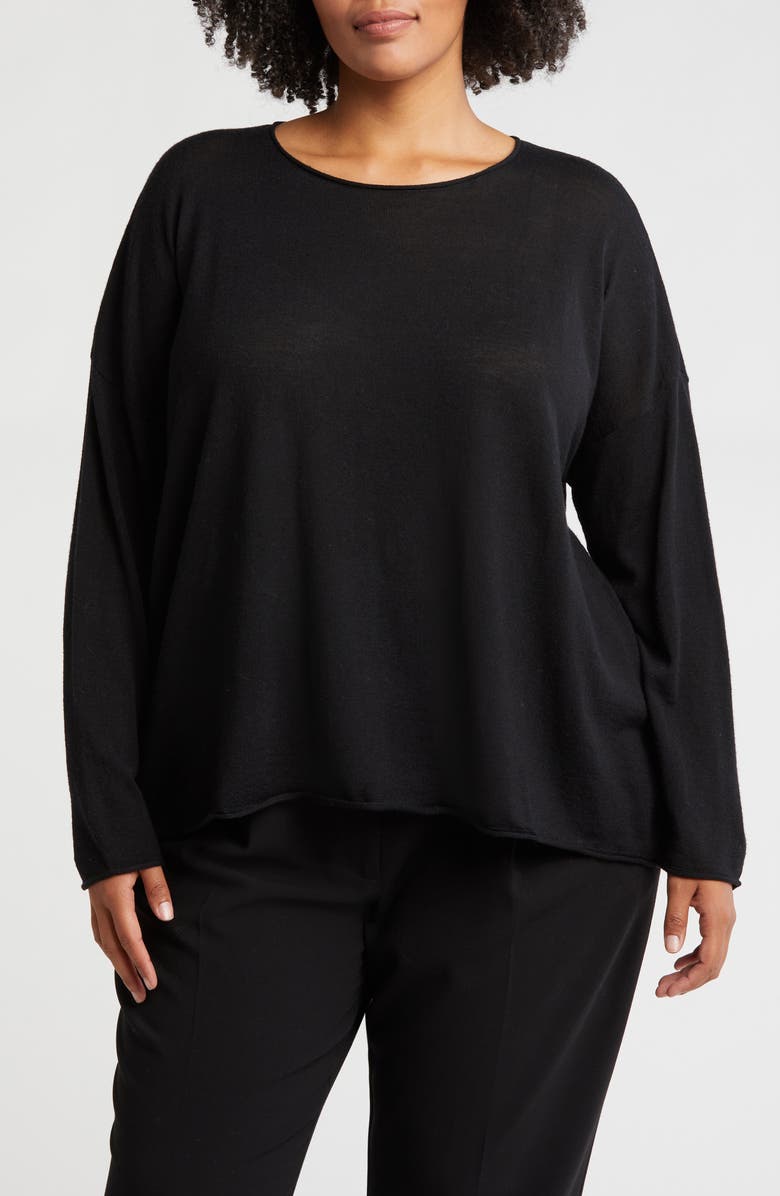Eileen Fisher Jewel Neck Wool Sweater, Main, color,