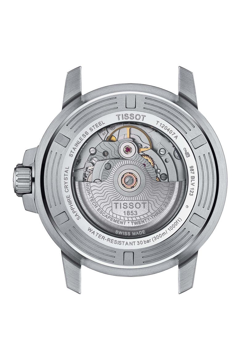 Tisso Seastar 1000 Powermatic 80 Bracelet Watch, 43mm, Alternate, color, BLUE