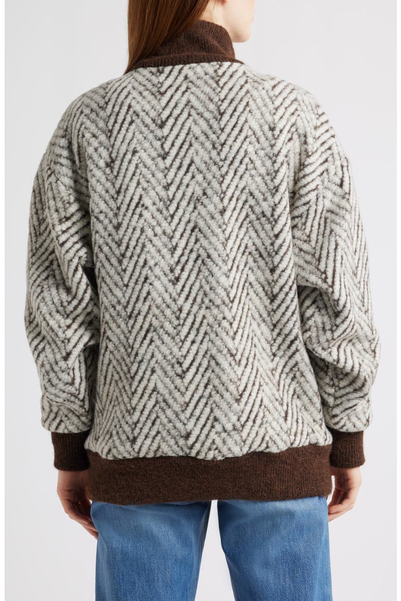 Chevron Knit Jacket, Alternate, color, WHITE BROWN