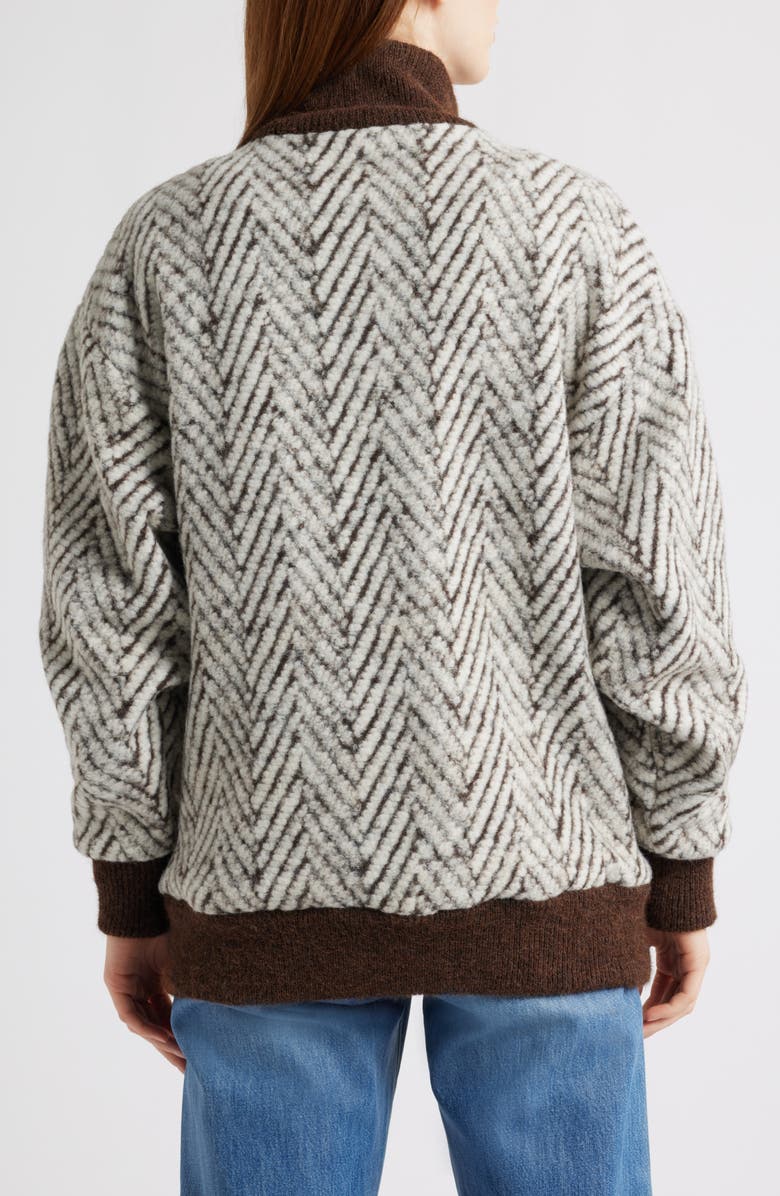 Bernardo Chevron Knit Jacket, Alternate, color, White Brown