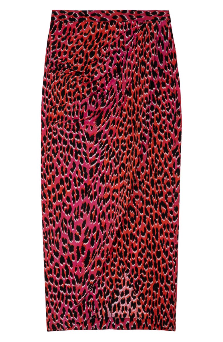 Zadig & Voltaire Jamelia Leopard Spot Silk Faux Wrap Midi Skirt, Alternate, color, 