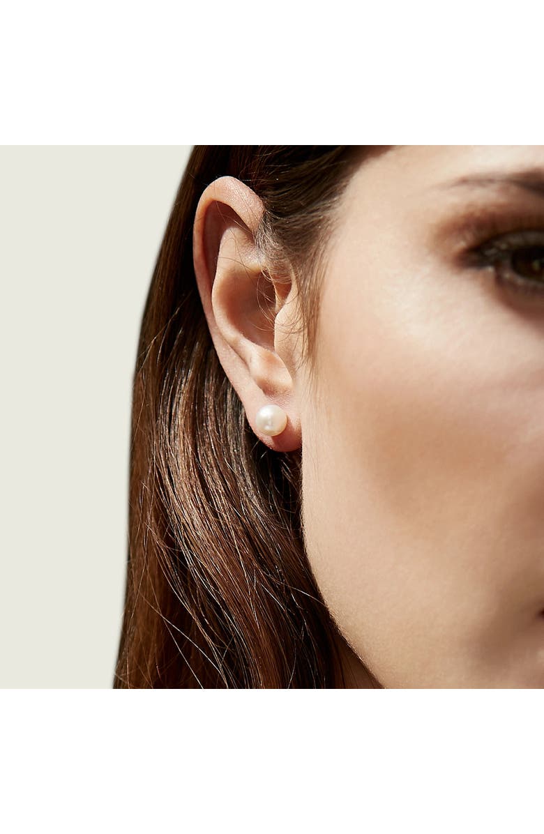The Pearl Source Akoya Round Pearl Stud Earrings, Alternate, color, White Gold - White Pearl