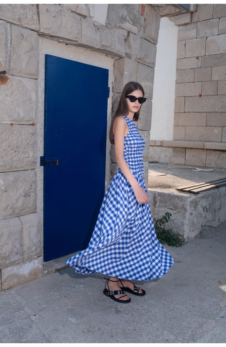 Untitled in Motion Annah Ruched Plaid Midi Dress, Alternate, color, Ios Check