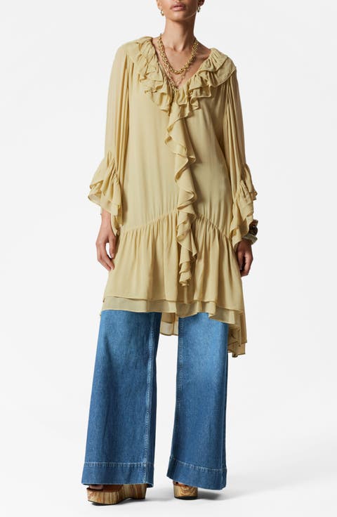 Flounced Drop Waist Dress