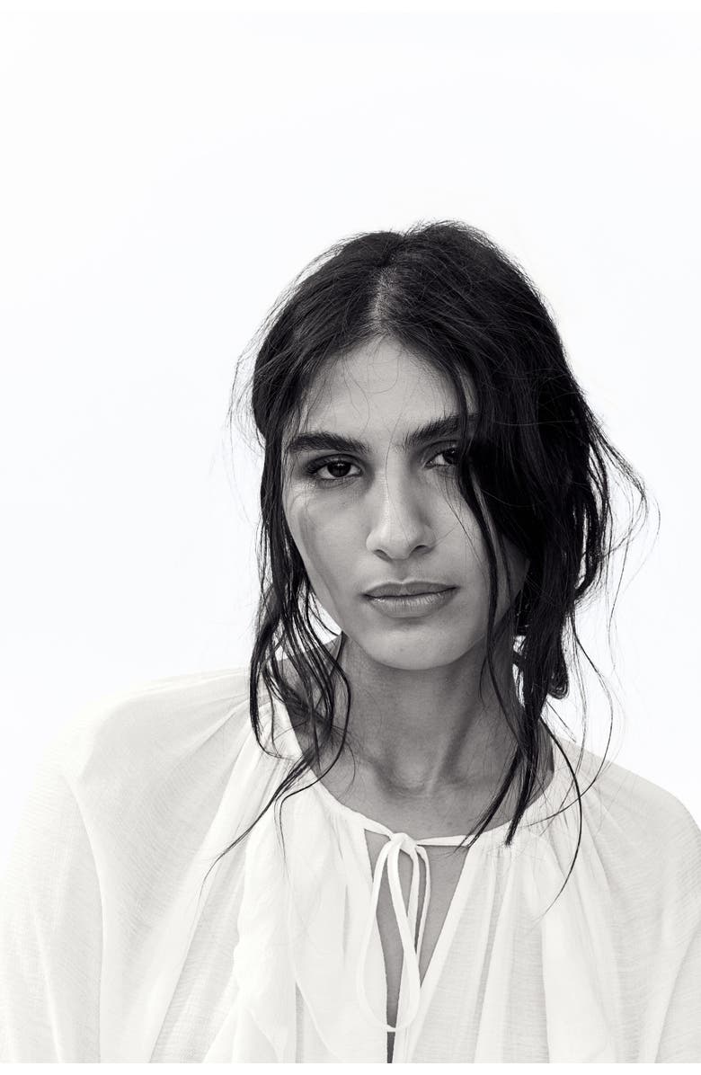 H&M Flounce-trimmed Blouse, Alternate, color, White