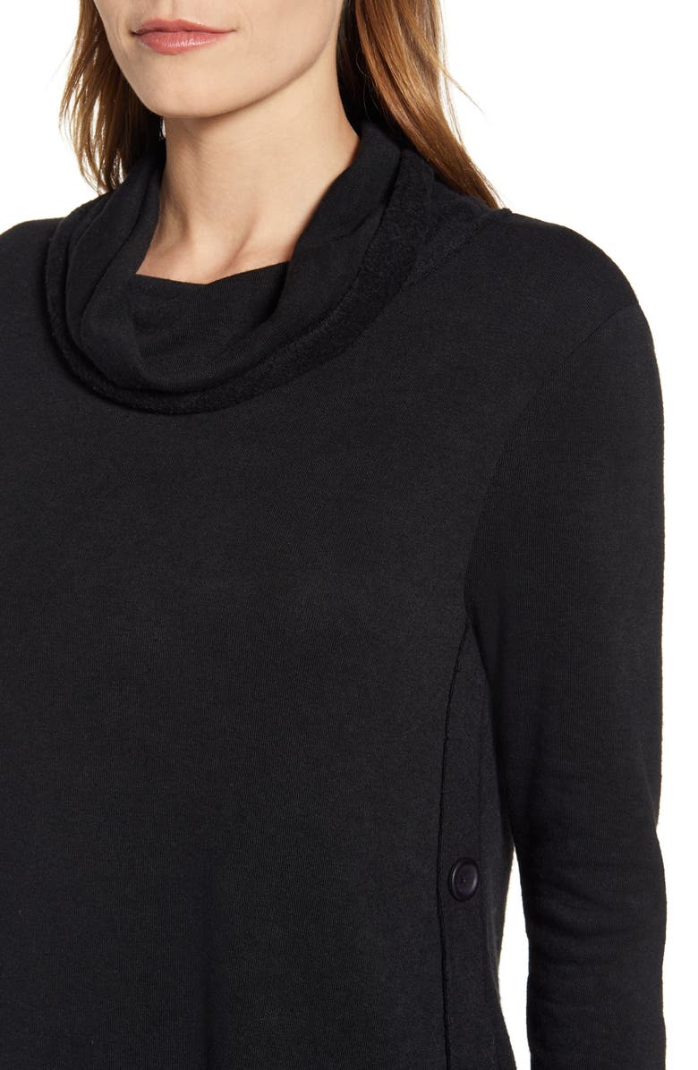 Caslon<sup>®</sup> Cowl Neck Side Button Long Sleeve Dress, Alternate, color,